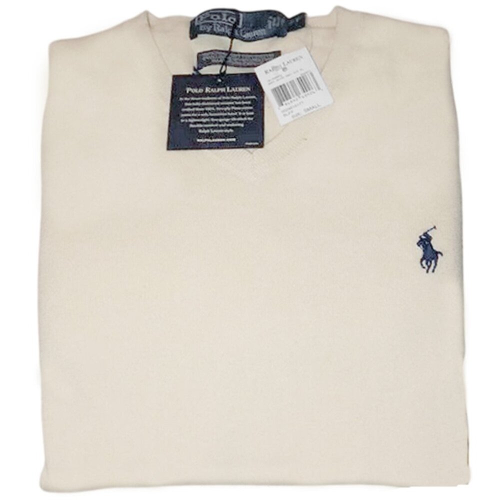 Polo by Ralph Lauren Cream V-Neck Sweater - Picture 2 of 3